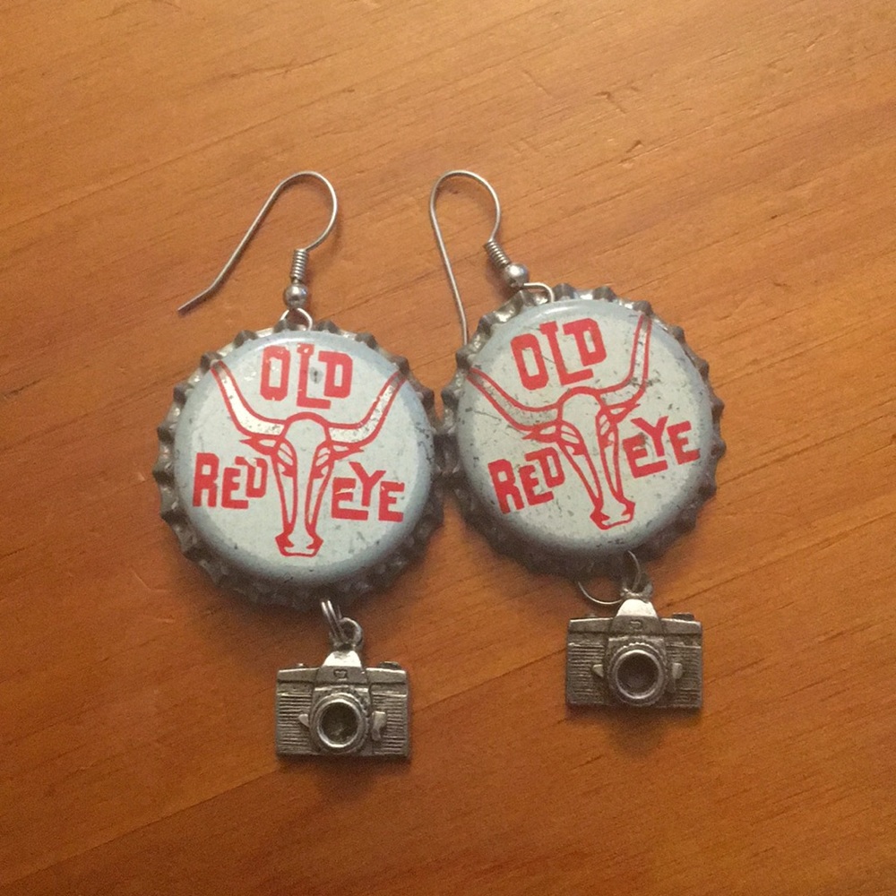 VINTAGE vintage bottle cap earrings!!